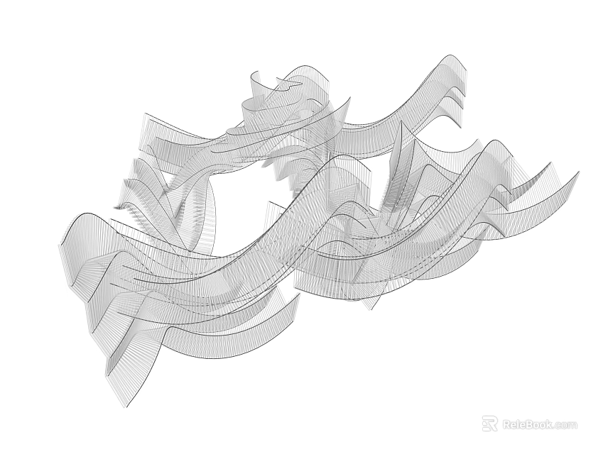 Modern Ceiling Design Featuring Flowing Wavy Lines And Curved Structure 3d model 