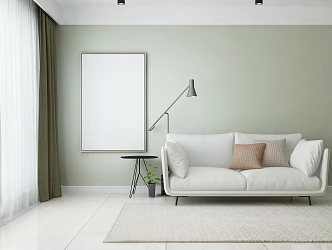 Modern double sofa green leisure sofa prototype 3d model