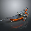 Ancient Decorative Chariot With Metal Wooden Structure And Tower Like Top Wheels