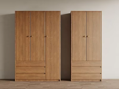 Sleek Wooden Wardrobes With Doors And Drawers For Modern Bedroom 3d model