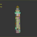 Brick Lighthouse Architecture With Transparent Top Illuminated Light And Multiple Windows
