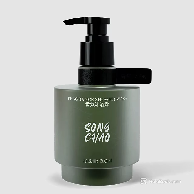 Premium Fragrance Shower Wash From Song Cao Brand With 200ml Capacity And Green Pump Bottle 3d model 