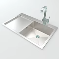 Stainless Steel Kitchen Sink Double Bowl Design With Modern Faucet For Home Kitchen Contemporary Style