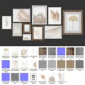 Gallery Wall With Framed Botanical Prints Wooden Frames And Coastal Elements 3d model