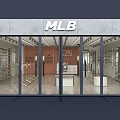 MLB Clothing Store Interior With Stylish Display Racks Clothing Items And Shoe Displays