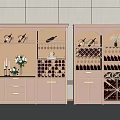 Modern Wine Cabinet with Glass Doors Wine Bottle Storage Decorative Vases and Candle Holders