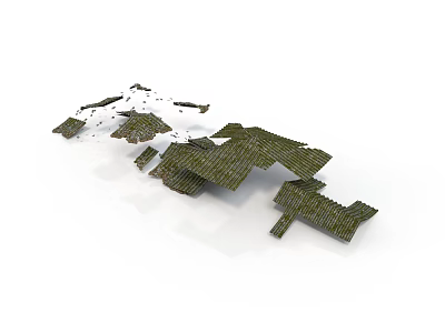 Detailed 3D Green And White Interlocking Irregular Shaped Terrain Construction Components 3d model
