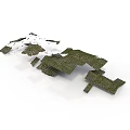 Detailed 3D Green And White Interlocking Irregular Shaped Terrain Construction Components