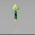 3D Stylized Green Character With Diamond Shaped Head Green Gem Star Emblem And Outstretched Arms