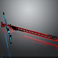 Futuristic Blue And Red Long Blade Weapon With Metallic Frame And Glowing Elements 3d model