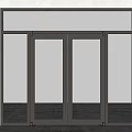 Modern Glass Double Doors With Black Frame And Transparent Panels 3d model