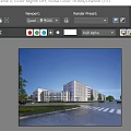 Modern Multi Story Office Building With Glass Facade And Landscaped Gardens