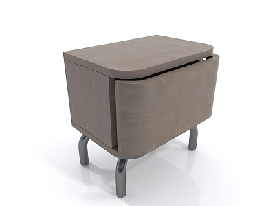 Modern Wooden Bedside Table With Drawer And Sleek Metal Legs Design 3d model