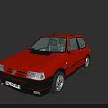 Red Vintage Car Exterior Design With Black Bumper And Antenna Details