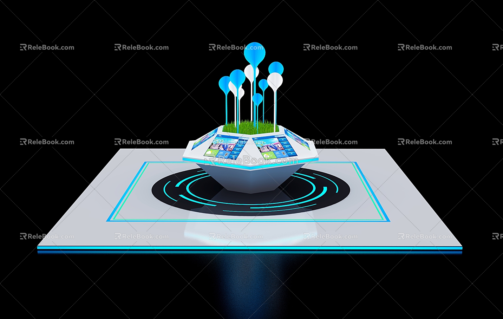 Display Cabinet Display Booth Display Rack Exhibition Exhibition Hall Science and Technology Tree Interactive Booth Display Table 3d model