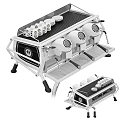 Commercial Espresso Machine With Multiple Group Heads White Design And Cup Holder 3d model