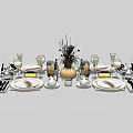 Elegant Complete Tableware Set with Ceramic Plates Cutlery Cups and Decorative Vase for Dining Table
