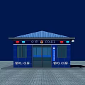 Blue Police Kiosk With Exterior Lights Signage Doors And Windows