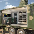 Military Green Camouflage Functional Vehicle With Open Cabin Internal Equipment And Radar Antenna