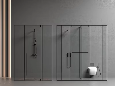 Modern Bathroom With Glass Shower Enclosures Toilet And Grey Walls 3d model