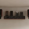 Modern Home Audio System With Soundbar Satellite Speakers And Disc Player