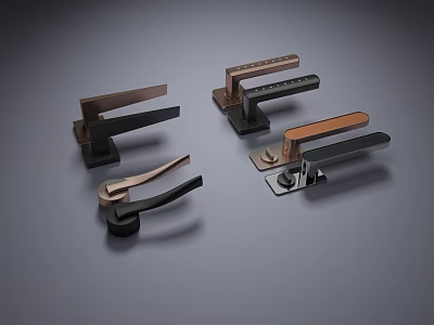 Modern Door Lever Handles With Assorted Metal Designs And Sleek Finishes 3d model