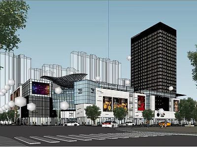 Modern Commercial Street Shopping Mall 3d model