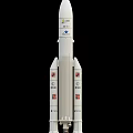 Atlas V Rocket With Multiple Boosters And Company Logos On Black Background