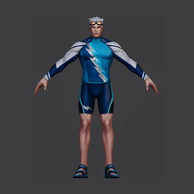 Modern game character Marvel Fast Silver 3d model
