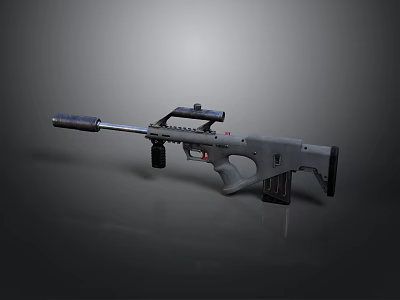 Modern Tactical Sniper Rifle With Scope Extended Barrel And Magazine Design 3d model