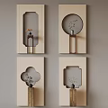 Elegant Chinese Style Decorative Wall Art With Hollow Design And Wooden Stand Holding Small Plants
