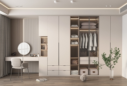 modern wardrobe cream wardrobe 3d model