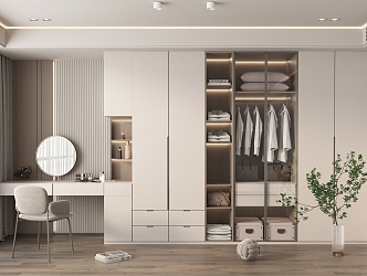 modern wardrobe cream wardrobe 3d model