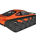 Orange Modified Car With Tracked Chassis For Off Road Terrain Use 3d model
