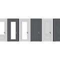 Modern White and Black Hinged Doors with Glass and Solid Panel Designs for Home Interior 3d model