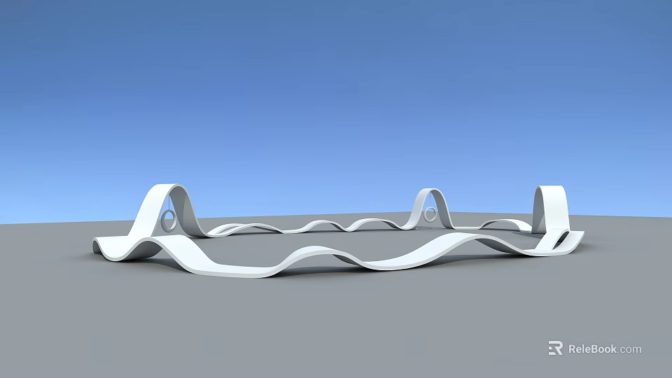 Wave Shaped White Playground Equipment With Curved Design For Kids Outdoor Use 3d model 