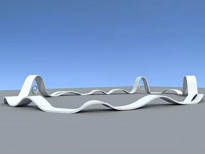 Wave Shaped White Playground Equipment With Curved Design For Kids Outdoor Use 3d model