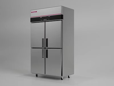 Commercial Stainless Steel Four Door Refrigerator Freezer with Wheels for Commercial Kitchen Use 3d model