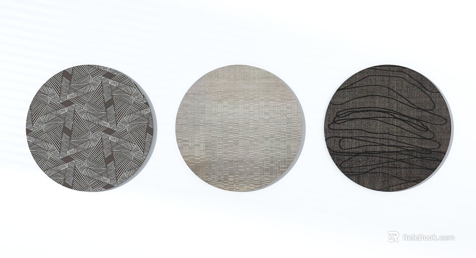 Stylish Round Rugs With Modern Geometric Patterns And Neutral Tones For Home Decor 3d model 