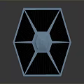 TIE Fighter Spacecraft Model With Black And Blue Wing Design For Space Aviation