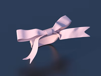 Delicate Pink Bow With Flowing Ribbons On Dark Background And Subtle Shadow 3d model