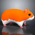 Orange and white hamster model 3D rendered with smooth surface standing on black background