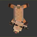 3D Pixelated Cartoon Reindeer Character With Red Nose Antlers And Orange Body