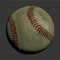 Household Baseball With White Body Red Stitching Worn Surface And Gray Gradient Background Reflection 3d model