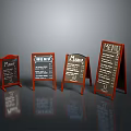 Various Designed Red Framed Menu Boards With Black Chalkboard Panels For Cafes