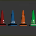 Colorful Traffic Cones With Red Warning Blue Do Not Pass Orange Reflective Stripes Green 44