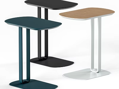 Modern Minimalist Side Tables With Different Colored Tops And Metal Bases 3d model