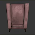 Stylish Pink Velvet Wingback Armchair With High Back And Wooden Legs