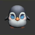 Cute Chibi Penguin Game Movie Character With Big Blue Eyes Orange Beak And Red Feet