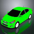 Green Hyundai Sedan 3D Rendered on Shiny Reflective Surface with Modern Design